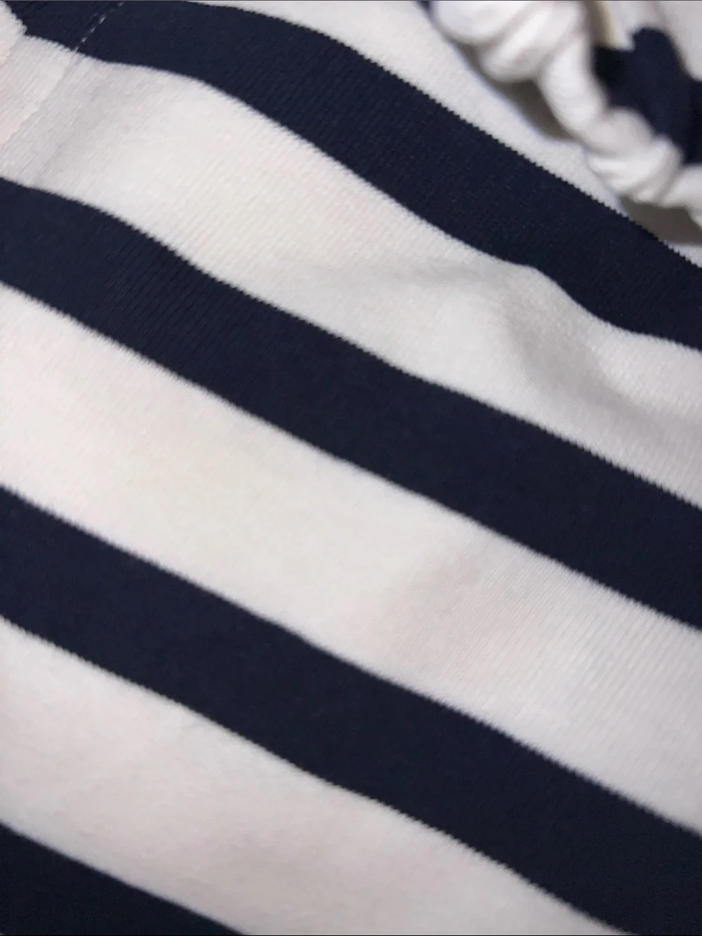 J Crew navy and white striped thick jersey shorts.